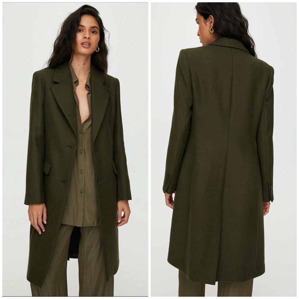 Aritzia Babaton DAVENPORT Coat in Olive Moss Green Size XXS